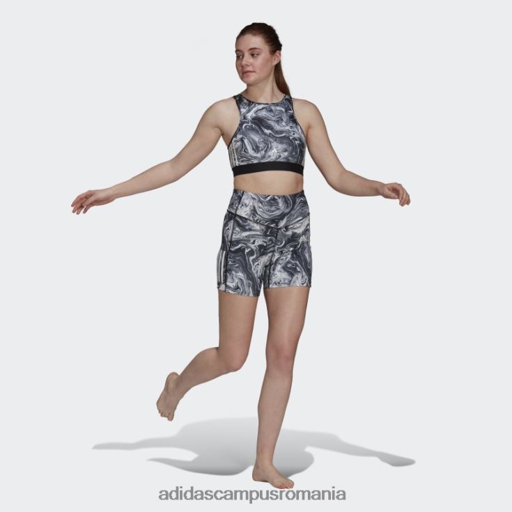 adidas campus romania sutien de antrenament hyperglam aeroready cu susținere ușoară cu imprimeu de marmură multicolor femei multicolor/negru J266N22803