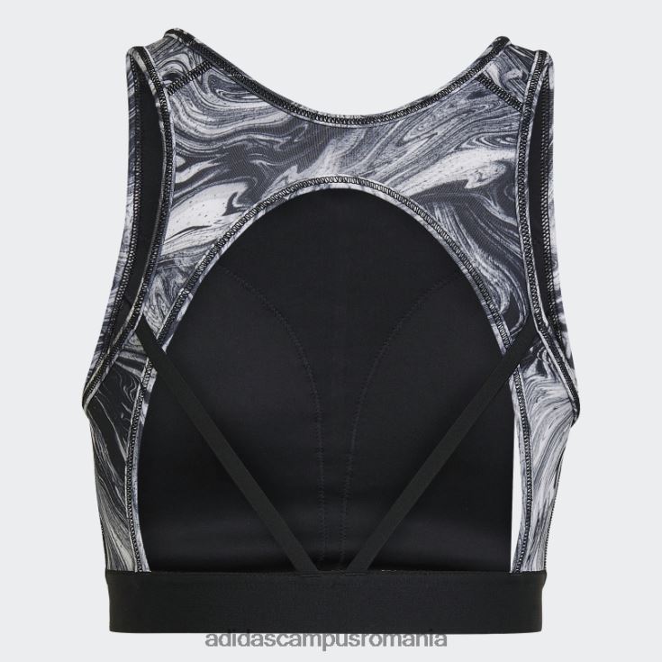 adidas campus romania sutien de antrenament hyperglam aeroready cu susținere ușoară cu imprimeu de marmură multicolor femei multicolor/negru J266N22803