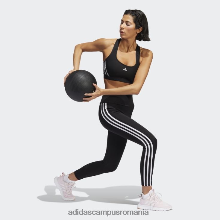 adidas campus romania sutien de antrenament powerreact negru cu suport mediu cu 3 dungi femei alb negru J266N29258