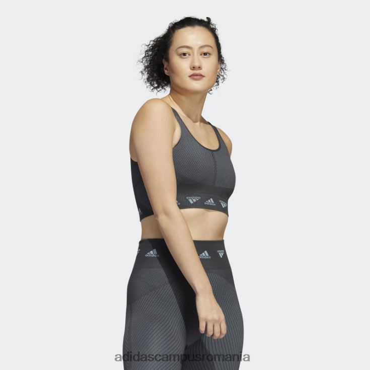 adidas campus romania sutien gri aeroknit cu susținere ușoară femei gri/carbon J266N22789