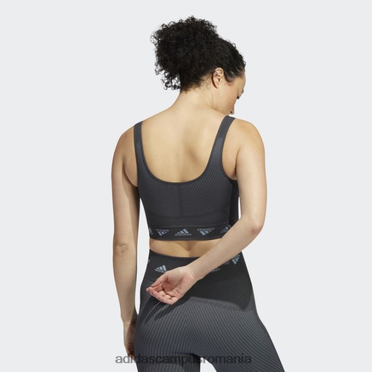 adidas campus romania sutien gri aeroknit cu susținere ușoară femei gri/carbon J266N22789