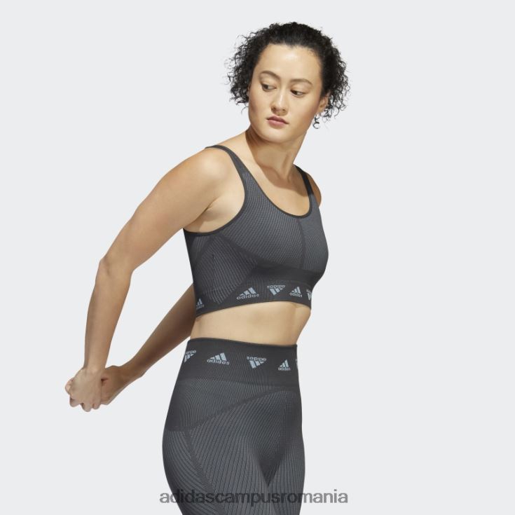 adidas campus romania sutien gri aeroknit cu susținere ușoară femei gri/carbon J266N22789