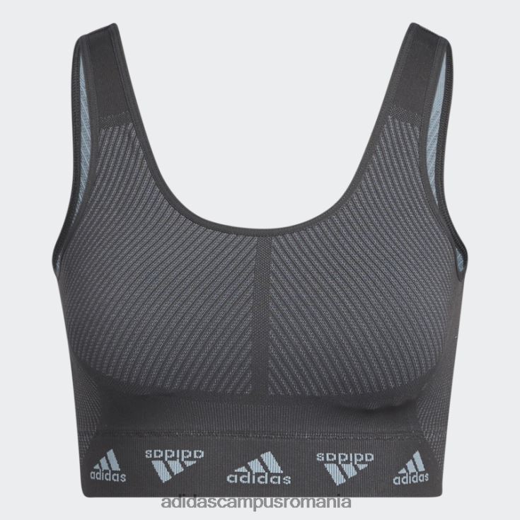 adidas campus romania sutien gri aeroknit cu susținere ușoară femei gri/carbon J266N22789