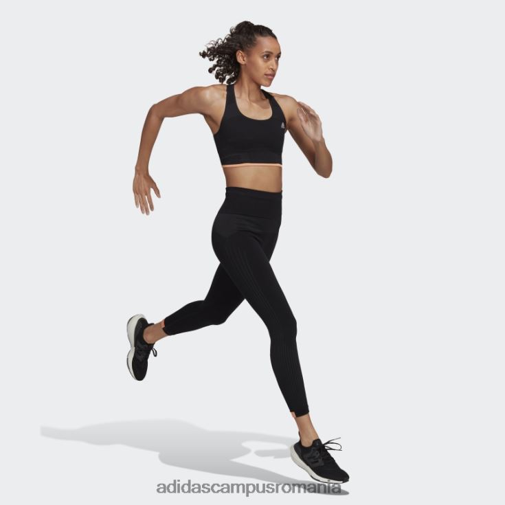 adidas campus romania sutien negru din lână merinos, fără cusături, cu suport mediu femei negru/portocaliu fascicul J266N210804