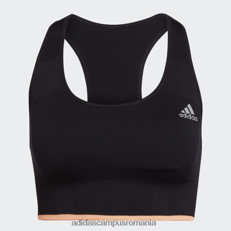 adidas campus romania sutien negru din lână merinos, fără cusături, cu suport mediu femei negru/portocaliu fascicul J266N210804