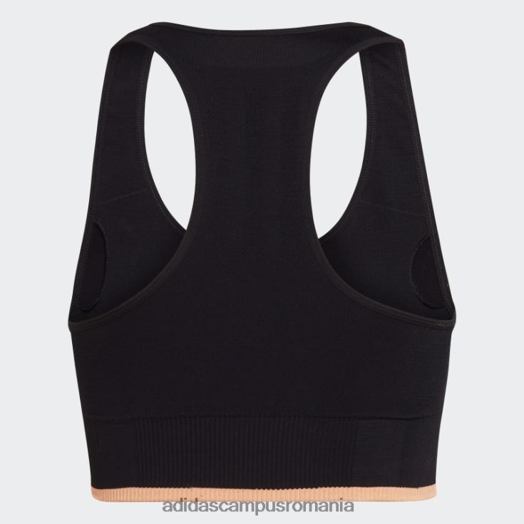 adidas campus romania sutien negru din lână merinos, fără cusături, cu suport mediu femei negru/portocaliu fascicul J266N210804