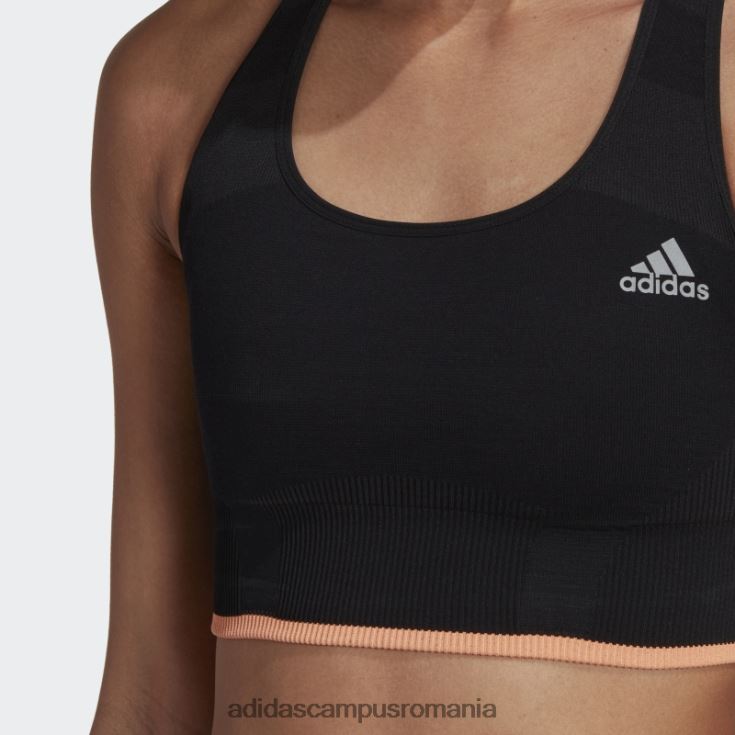 adidas campus romania sutien negru din lână merinos, fără cusături, cu suport mediu femei negru/portocaliu fascicul J266N210804