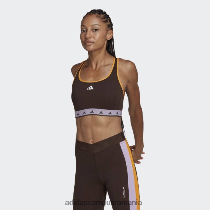 adidas campus romania sutien techfit maro închis hyperglam powerreact cu susținere medie femei maro închis/violet strălucitor/alb J266N22921