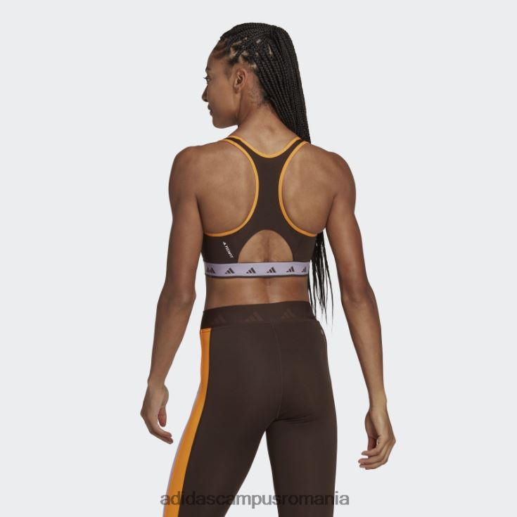 adidas campus romania sutien techfit maro închis hyperglam powerreact cu susținere medie femei maro închis/violet strălucitor/alb J266N22921