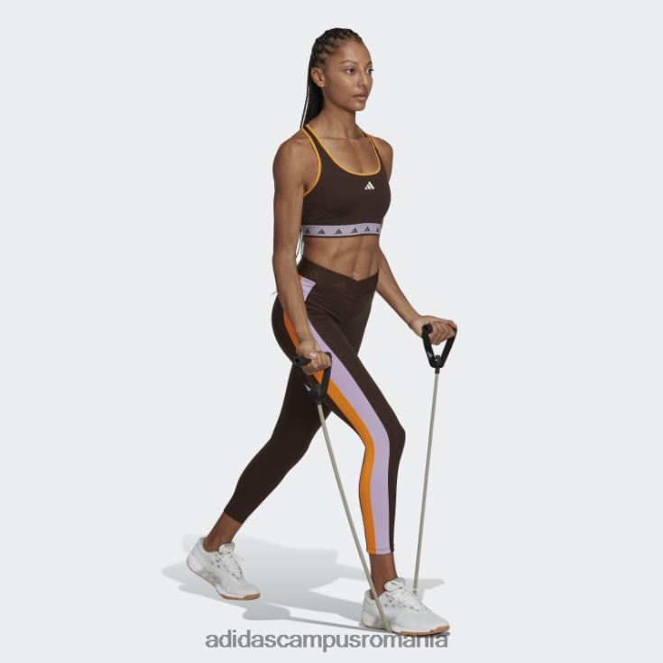 adidas campus romania sutien techfit maro închis hyperglam powerreact cu susținere medie femei maro închis/violet strălucitor/alb J266N22921