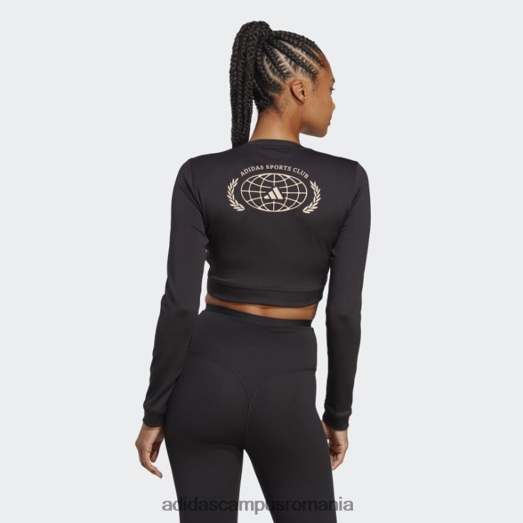 adidas campus romania top crop top cu mânecă lungă de club sportiv negru femei negru J266N217026