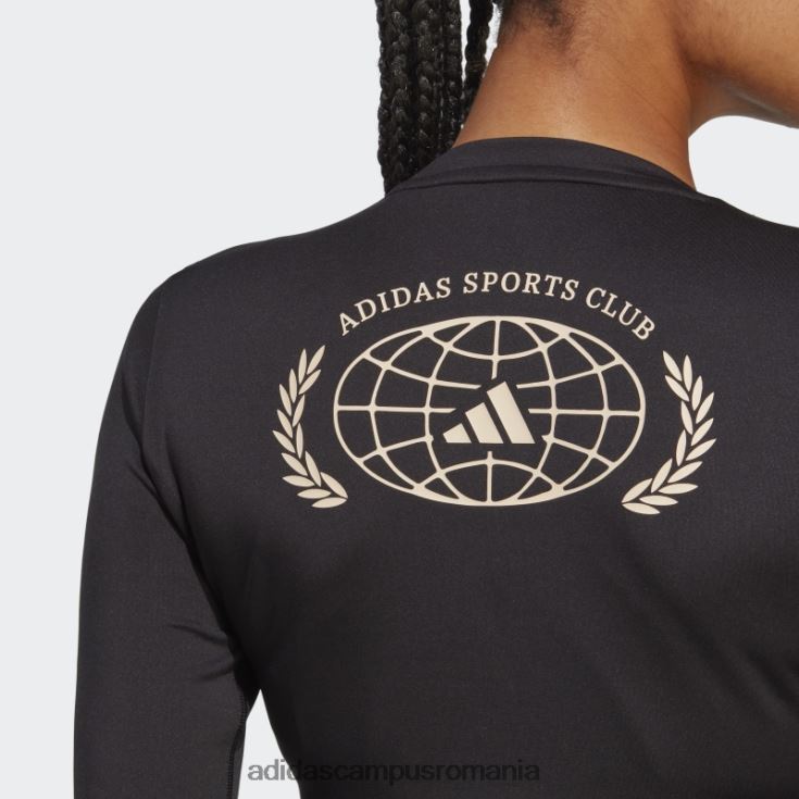 adidas campus romania top crop top cu mânecă lungă de club sportiv negru femei negru J266N217026