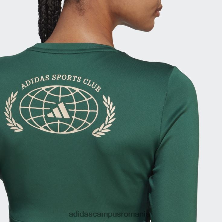 adidas campus romania top crop top cu mânecă lungă de club sportiv verde adidas femei verde J266N216596