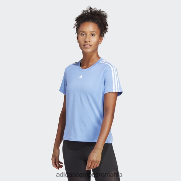 adidas campus romania tricou albastru aeroready train essentials cu 3 dungi femei albastru alb J266N29665