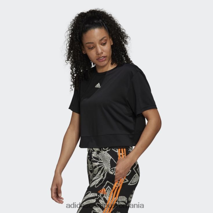 adidas campus romania tricou negru aeroready studio loose crop femei alb negru J266N23053