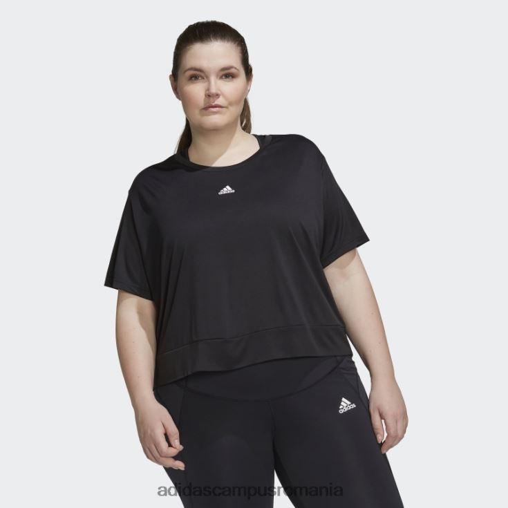 adidas campus romania tricou negru aeroready studio loose crop (mărime plus) femei alb negru J266N210654