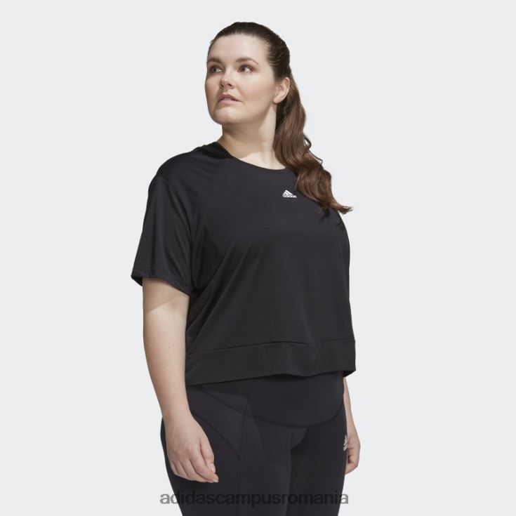 adidas campus romania tricou negru aeroready studio loose crop (mărime plus) femei alb negru J266N210654