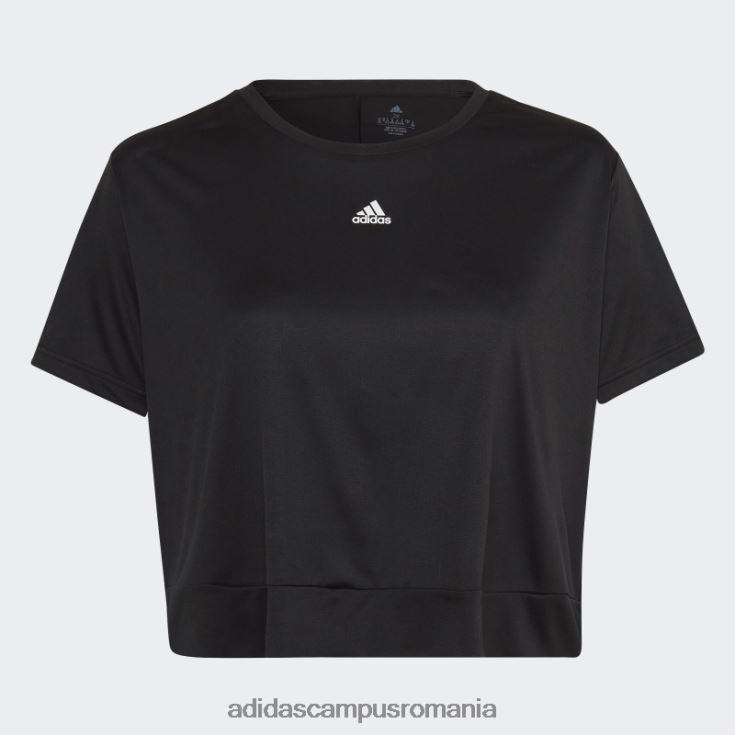 adidas campus romania tricou negru aeroready studio loose crop (mărime plus) femei alb negru J266N210654