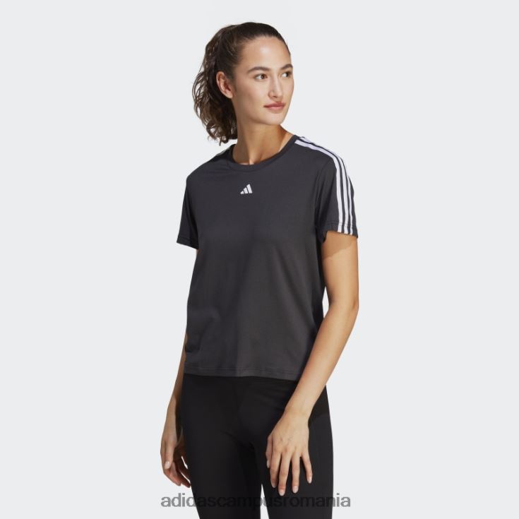 adidas campus romania tricou negru aeroready train essentials cu 3 dungi femei alb negru J266N28945