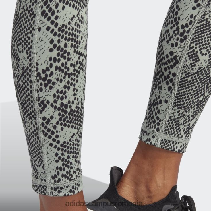 adidas campus romania verde argintiu optime stash buzunar antrenament animal print 7/8 jambiere femei verde argintiu/negru J266N29449