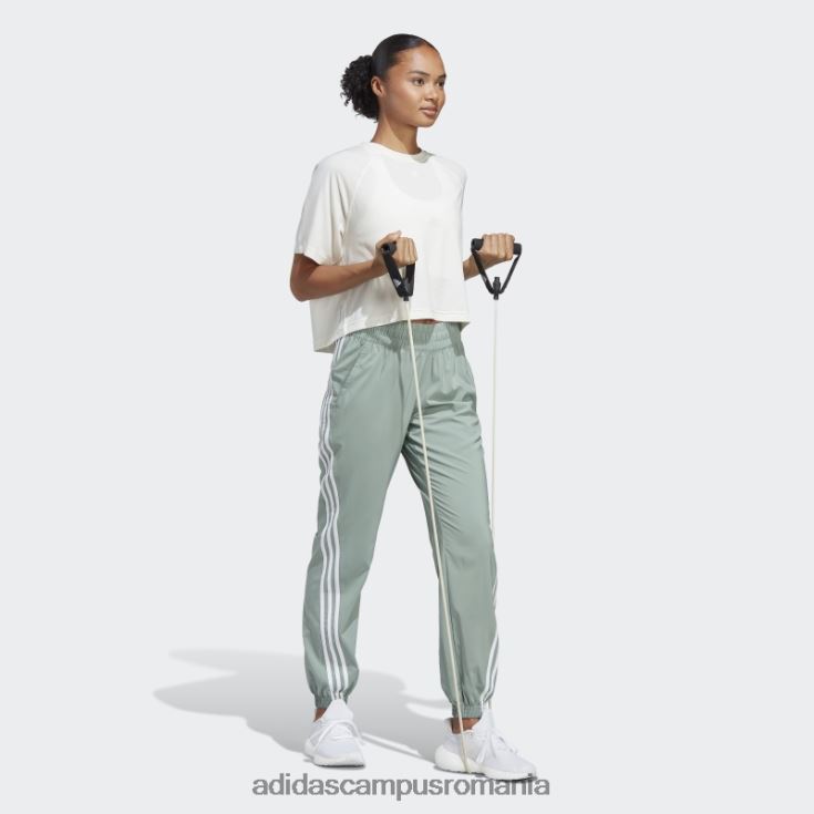 adidas campus romania verde argintiu trainicons pantaloni țesuți cu 3 dungi femei verde argintiu/alb J266N29688