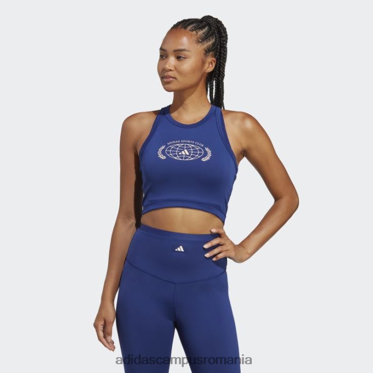 adidas campus romania victory blue sports club crop graphic tank top adidas femei albastru victorie J266N217157