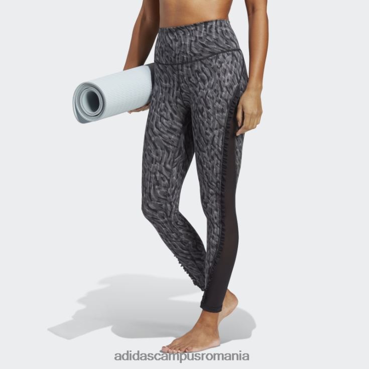 adidas campus romania yoga studio clash print 7/8 jambiere negre femei gri inchis J266N29349