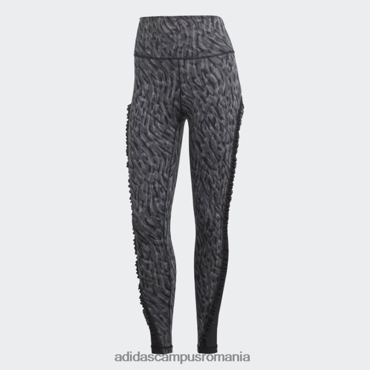 adidas campus romania yoga studio clash print 7/8 jambiere negre femei gri inchis J266N29349
