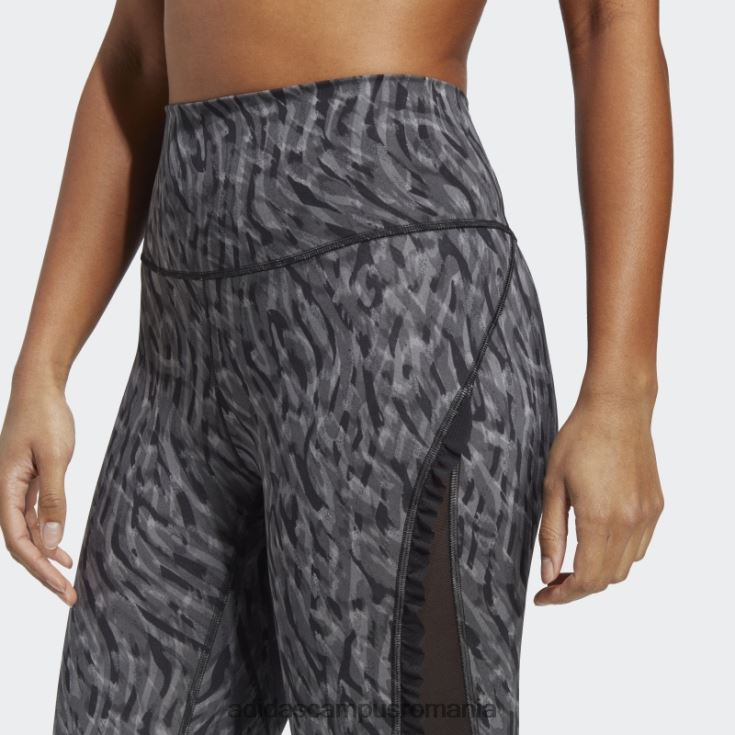 adidas campus romania yoga studio clash print 7/8 jambiere negre femei gri inchis J266N29349
