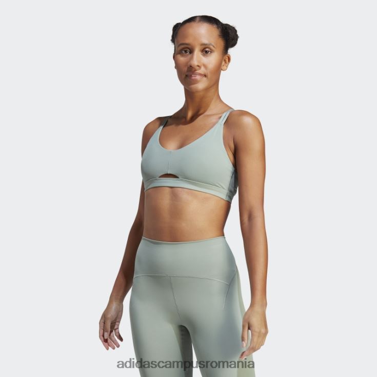 adidas campus romania yoga studio luxe sutien de susținere a luminii verde argintiu femei verde argintiu J266N216897