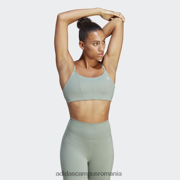 adidas campus romania yoga studio sutien de susținere a luminii verde argintiu femei verde argintiu/verde J266N29800