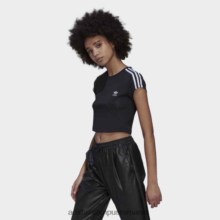 adidas campus romania Tricou adicolor classics crop cu 3 dungi negru adidas femei negru J266N29786