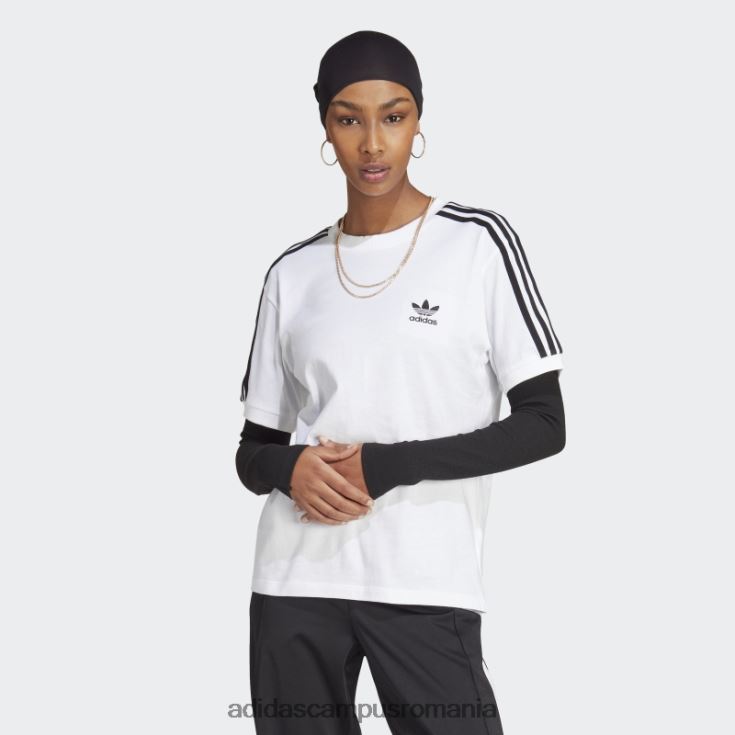 adidas campus romania Tricou adicolor classics cu 3 dungi alb femei alb J266N22336
