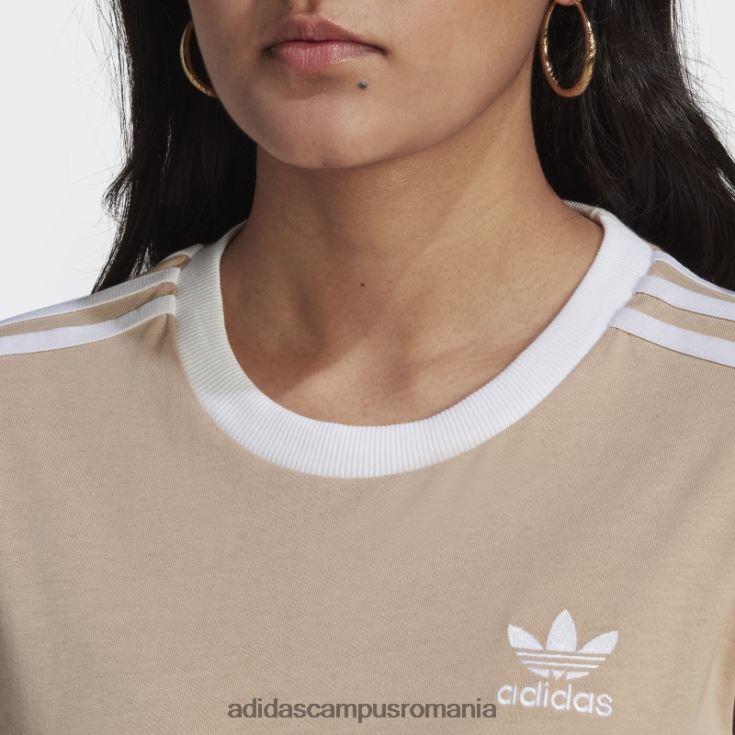 adidas campus romania Tricou adicolor classics cu 3 dungi bej femei bej J266N210424