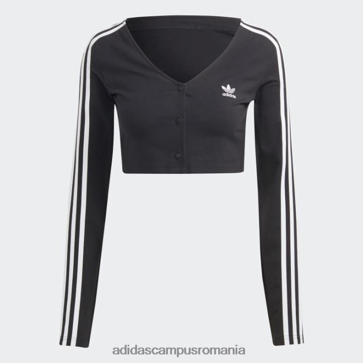 adidas campus romania Tricou negru cu mânecă lungă cu 3 dungi adicolor classics femei negru J266N29527