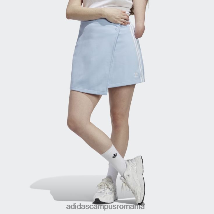 adidas campus romania adicolor classics fustă scurtă înfășurată cu 3 dungi albastru zori femei zori albastre J266N210033