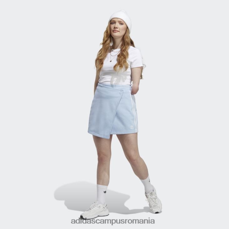 adidas campus romania adicolor classics fustă scurtă înfășurată cu 3 dungi albastru zori femei zori albastre J266N210033