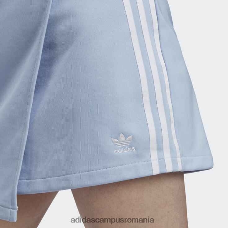 adidas campus romania adicolor classics fustă scurtă înfășurată cu 3 dungi albastru zori femei zori albastre J266N210033