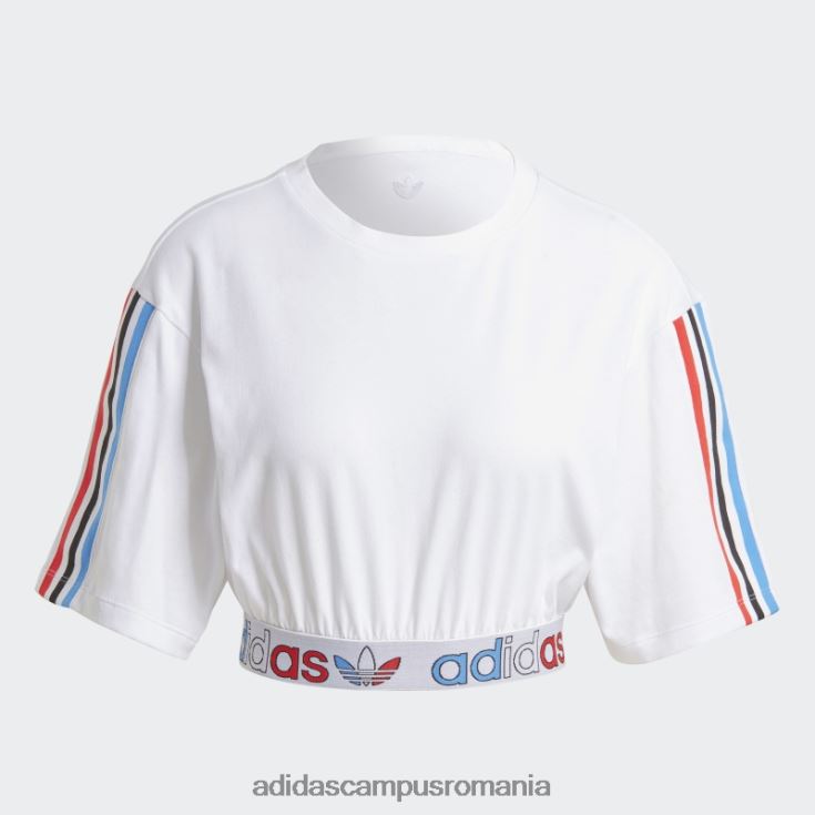 adidas campus romania adicolor primeblue tricolor cropped tricou alb femei alb J266N23697