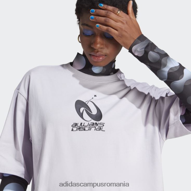 adidas campus romania argintiu zori întotdeauna original grafic tricou liber femei zori argintii J266N29562