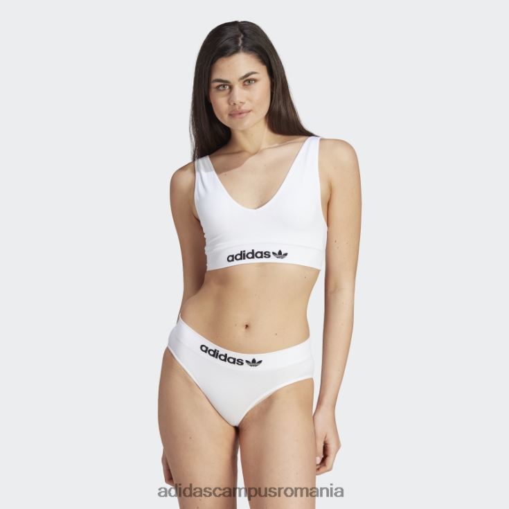 adidas campus romania bralette modern flex din bumbac, cu spatele jos, alb femei alb J266N210034