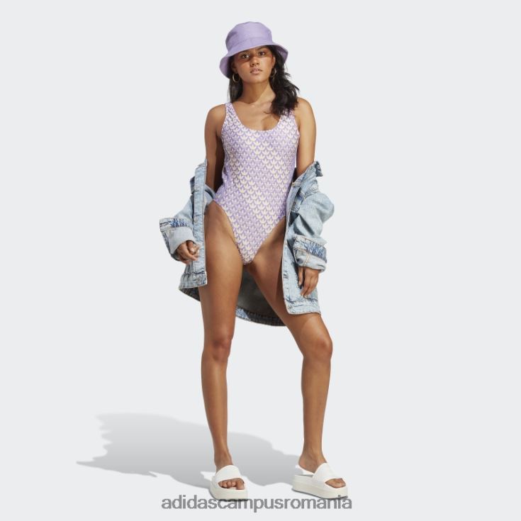 adidas campus romania costum de baie adidas originals galben cu 3 dungi femei papură galben/violet/violet J266N29249