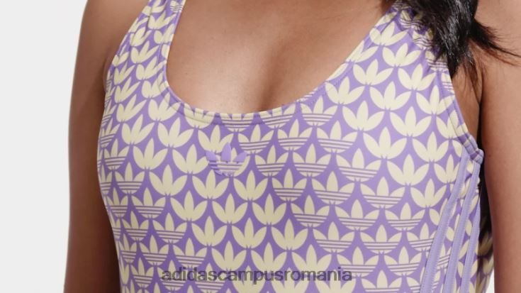 adidas campus romania costum de baie galben originals monogram cu 3 dungi femei papură galben/violet/violet J266N217422