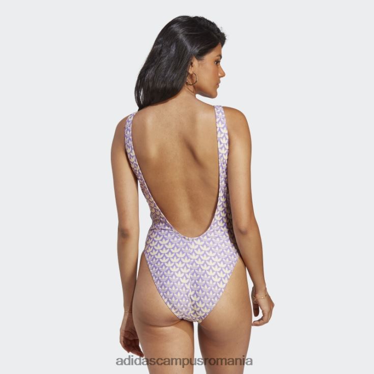 adidas campus romania costum de baie galben originals monogram cu 3 dungi femei papură galben/violet/violet J266N217422