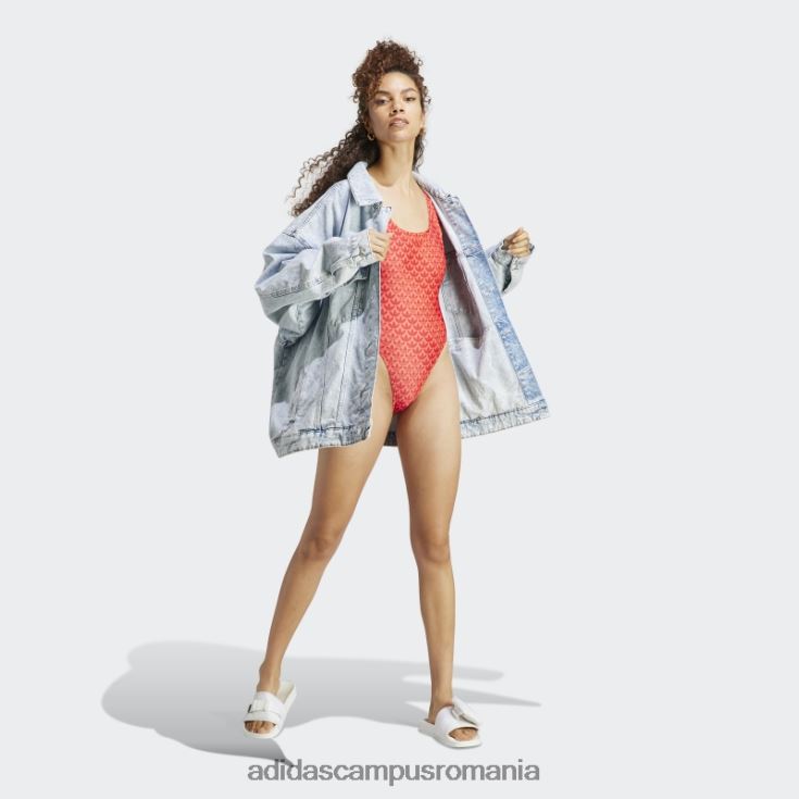 adidas campus romania costum de baie originals monogram cu 3 dungi stacojiu adidas femei stacojiu/roșu/alb J266N29138