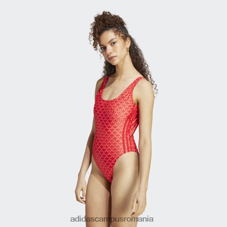 adidas campus romania costum de baie scarlet originals monogram cu 3 dungi femei stacojiu/roșu/alb J266N216972