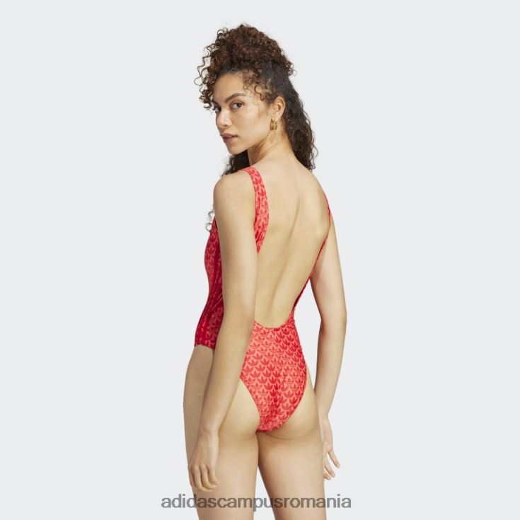 adidas campus romania costum de baie scarlet originals monogram cu 3 dungi femei stacojiu/roșu/alb J266N216972