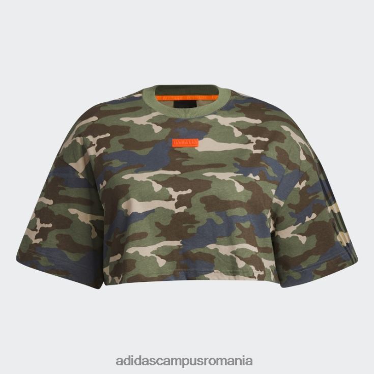 adidas campus romania crop tee (plus size) camo print fashion femei imprimeu camo J266N22622