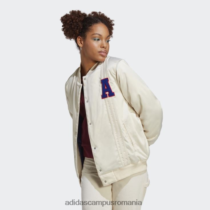 adidas campus romania geaca colegiala satinata alba femei alb J266N29794