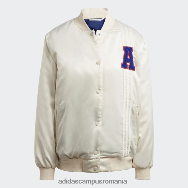adidas campus romania geaca colegiala satinata alba femei alb J266N29794